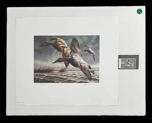 lot 88R image: BR1 - David Maass Canvasbacks Limited Edition Unframed Print & Stamp Set