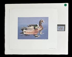 lot 89R image: BR1 - Widgeon Unframed Limited Edition Print & Stamp Set by William C. Morris