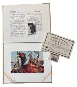 lot 100R image: BR1 - Mario Fernandez 1984 Minnesota Pheasant Habitat Stamp Print - Limited Edition Art Print with Stamp