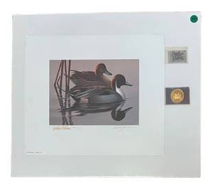 lot 185R image: BR1 - Phil Scholer Golden Edition Duck Print, Stamp & Coin Set