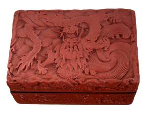 lot 186R image: BR1 - Cinnabar Dragon Design Trinket Box