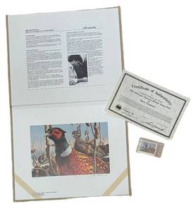 lot 191R image: BR1 - Mario Fernandez Pheasant Habitat Print & Stamp Set