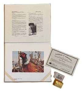 lot 232R image: BR1 - Mario Fernandez Minnesota Pheasant Habitat Stamp Unframed Print, Medallion with Stamp Set