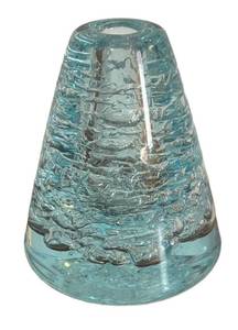lot 272R image: BR1 - Beranek Hand Made Czech Glass Cone Vase - Turquoise Swirl