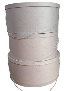 lot 461R image: MB - Hat Boxes Trio - Gray Textured Cylinders
