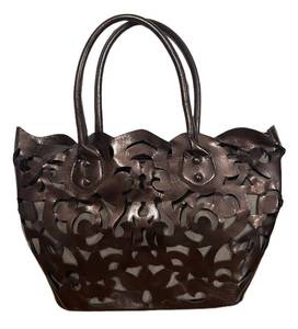 lot 470R image: MB - Sondra Roberts Handbag - Cut-Out Leather Tote