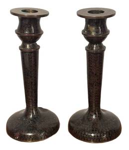lot 498R image: MB - Two Vintage Cloisonne Candle Holders