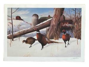 lot 280R image: BR1 - Pheasants II Unframed Print by Leo Stans
