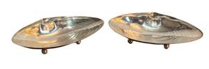 lot 345R image: SC - Pair of Vintage Victoria Silver Plate Ring Shell Shaped Dishes
