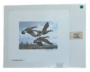 lot 349R image: BR1 - Michael Sieve Duck Stamp Print with Stamp- Limited Edition Unframed