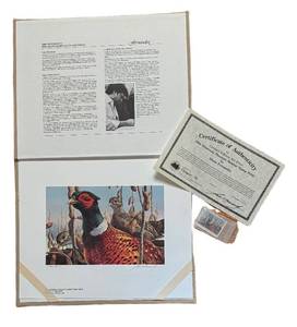 lot 458R image: BR1 - Limited Edition Mario Fernandez Minnesota Pheasant Habitat Print & Stamp