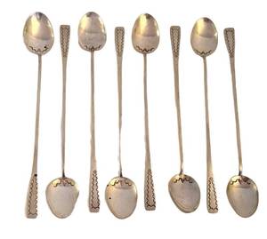 lot 544C image: LR - Vintage Long-Handled Ice Teaspoons - Unmarked, Set of 8