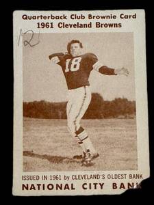 lot 15X image: Len Dawson 1961 Browns Card - National City Bank Quarterback Club Brownie Card