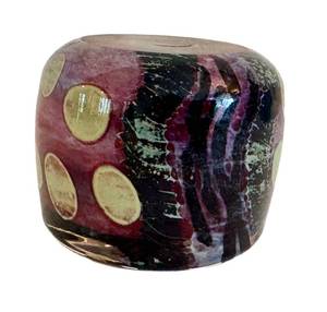 lot 33D image: K. Walton Handblown Art Glass Paperweight - Purple with Gold Circles