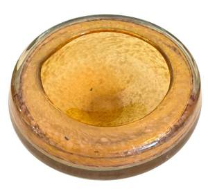 lot 41D image: DR - Handblown Art Glass Bowl - YellowGold Detail