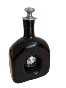 lot 42D image: Italian Art Glass Decanter Bottle - Black Glass with Stopper