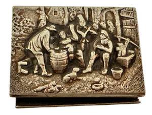 lot 50D image: DC1 - Vintage Silver-Embossed Matchbox Case with Relief Scene