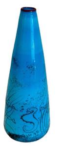 lot 75D image: DR - Handblown Art Glass Vase - Signed Turquoise Blue, 7 in Tall