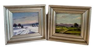 lot 80D image: DR - B. Bille - Pair of Oil Landscape Paintings, Signed