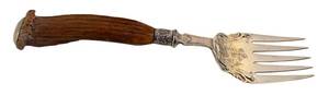 lot 101D image: LR - Meat Fork - Antique English Sterling Silver, Stag-Horn Handle, London