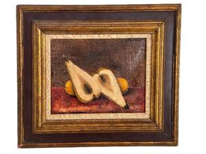 lot 114D image: Still Life Pears - Framed Vintage Painting