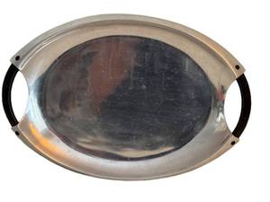 lot 119D image: Dansk Rivet 18-Inch Oval Aluminum Serving Tray