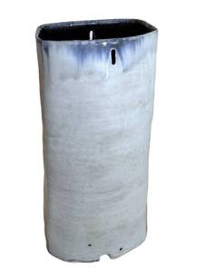 lot 136D image: Signed Artisan Pottery Vase - Handmade Ceramic Cylinder