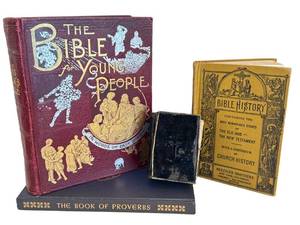 lot 173D image: Bible History & Young Folks Bible - Vintage & Antique Bible Collection (4 Volumes)