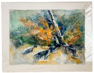 lot 453D image: Sharon Nieters Original Watercolor Painting - Autumn Trees Landscape 15 x 12 in
