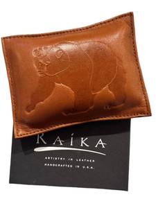 lot 99D image: DR - Raika Cognac Leather Reversible Paperweight - Handcrafted in USA