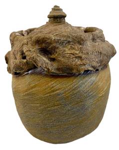 lot 285H image: DR - Artisan Handmade Pottery Jar With Lid - Rustic Glaze