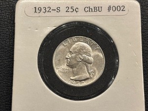 lot 1 image: 1932-S Washington Quarter BU KEY DATE ONLY 408,000 Minted