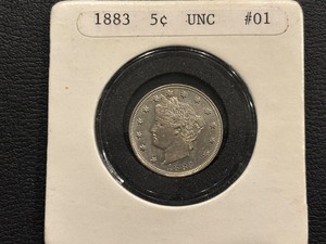 lot 4 image: 1883 Liberty Head V Nickel NO CENTS Uncirculated