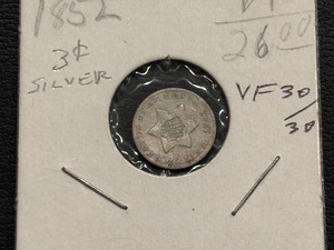lot 8 image: 1852 Three Cent Silver
