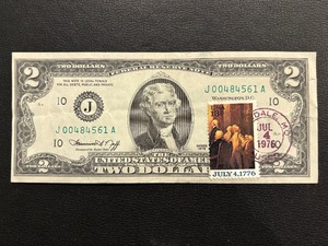 lot 21 image: 1976 Green Seal $2 Dollar Note with Postmark