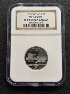 lot 39 image: 2005-S Minnesota Quarter Proof NGC PF69 Ultra Cameo