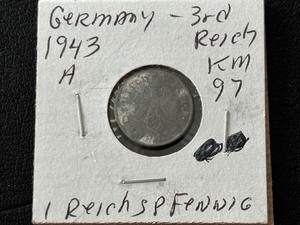 lot 78 image: 1943-A Third Reich 1 Reichspfennig