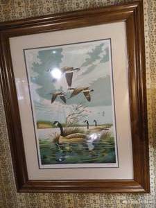 Framed, Signed, & Numbered Larry Toschik Print Flying Geese 1977