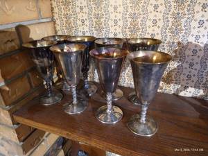 (8) 7 Tall Silver-Plated Goblets Made in Spain