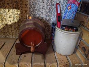 Mini Cask & Small Crock with Fire-Starting Materials