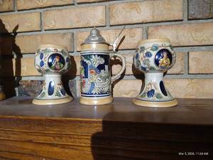 (2) Vintage German Goblets & (1) Small Stein