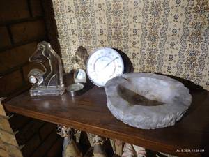 Marble Ash Tray, Golfing Award, and Thermometers