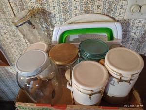 Canisters, Collapsible Collander, Folding Cutting Board, & Serving Tray