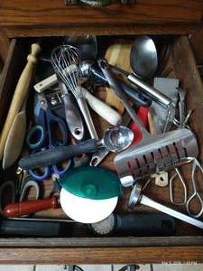 Drawer of Utensils & Cutting Board