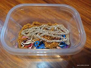 Jewelry Lot - Hoop Earrings & (2) Heavy Chains with Matching Bracelets