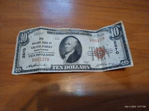 National Currency $10 Bill 1929 National Bank of Grand Forks