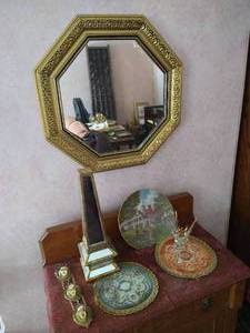 Misc. Decor - Mirror, Glass Pegasus (sm. chip), Mt. Vernon Plate, Etc.