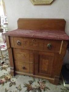 Antique Wooden Wash Stand & Dresser Scarf