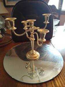 Round Mirror & Very Heavy Candelabra