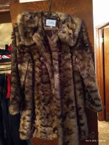 Ladies Size L Faux Fur Coat